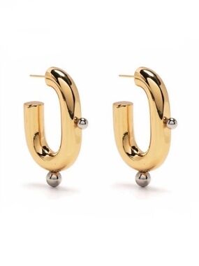 NEW XL Link Hoop Earrings Two Tone Paco Rabanne STYLE OC21